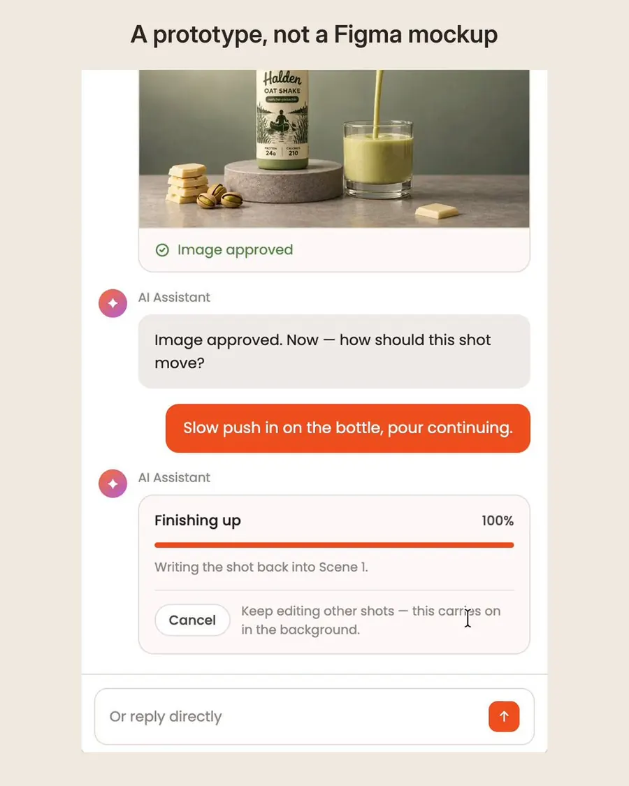 Video: the AI chat panel prototype built as an HTML artifact